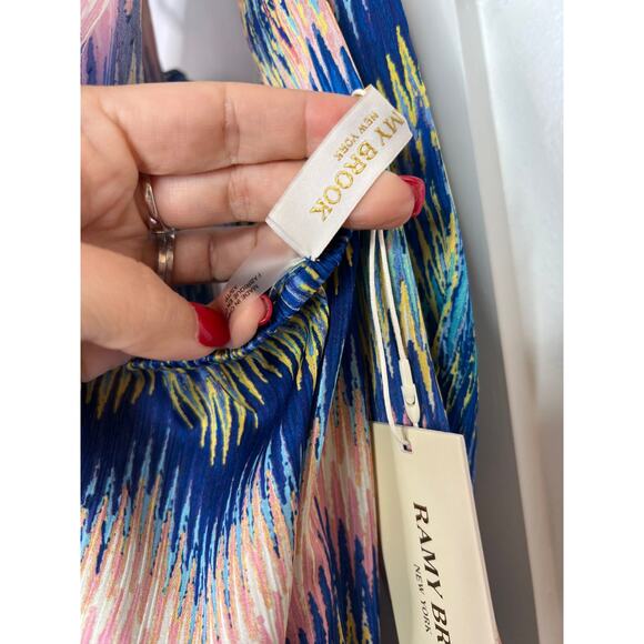 NWT Ramy Brook Georgiana Sleeveless Halter Mini Dress Blue Multicolor Size: XS - Picture 6 of 8